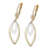 Ohrbrisur Ohrhänger Ohrringe 35x9,5mm 2 Ovale bicolor mit Weißgold 9Kt GOLD