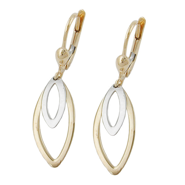Ohrbrisur Ohrhänger Ohrringe 35x9,5mm 2 Ovale bicolor mit Weißgold 9Kt GOLD
