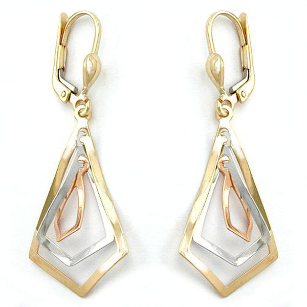 Brisur, 3 Rhomben tricolor, 9Kt GOLD