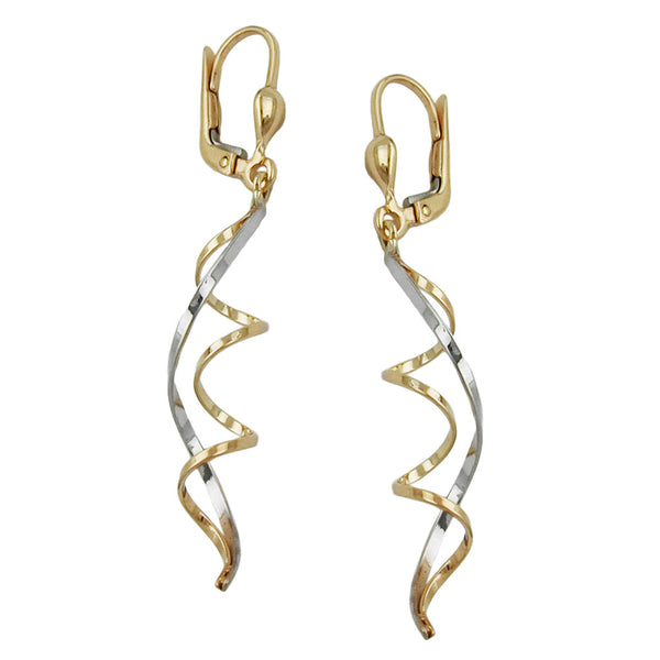 Ohrbrisur Ohrhänger Ohrringe 46x8mm 2 Spiralen bicolor mit Weißgold 9Kt GOLD
