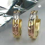 Creole, tricolor, diamantiert, 9Kt GOLD