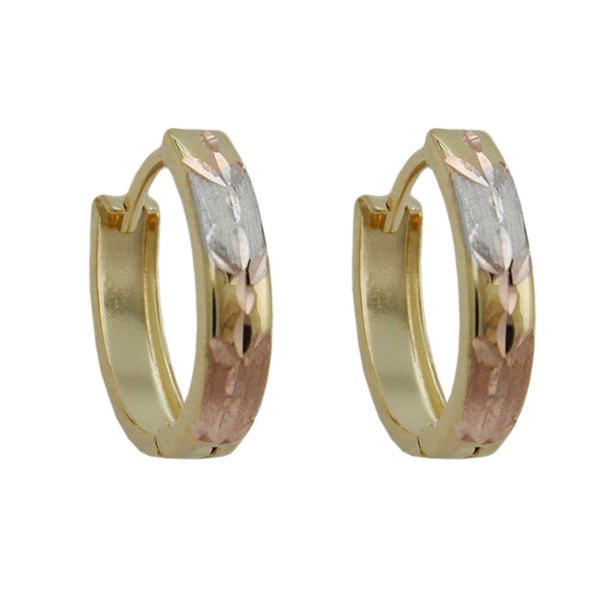 Creole, tricolor, diamantiert, 9Kt GOLD