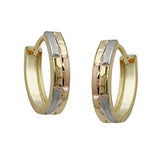 Creole 12x3mm Klappscharnier tricolor diamantiert 9Kt GOLD