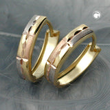 Creole 12x3mm Klappscharnier tricolor diamantiert 9Kt GOLD