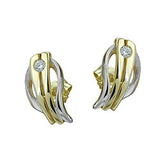 Stecker, bicolor, Zirkonia, 8Kt GOLD