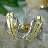 Stecker, bicolor, Zirkonia, 8Kt GOLD