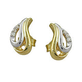 Stecker, bicolor, Zirkonia, 8Kt GOLD