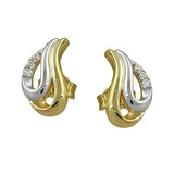 Stecker, bicolor, Zirkonia, 8Kt GOLD