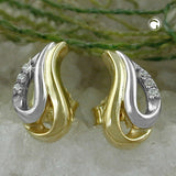 Stecker, bicolor, Zirkonia, 8Kt GOLD
