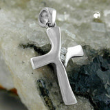 Anhänger, Kreuz Zirkonias, 9Kt Weißgold