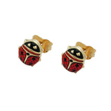 Stecker 7x7mm Marienkäfer rot-schwarz emailliert 9Kt GOLD
