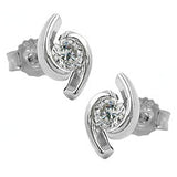 Stecker, Zirkonia, Weißgold 9Kt