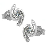 Stecker, Zirkonia, Weißgold 9Kt