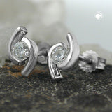 Stecker, Zirkonia, Weißgold 9Kt