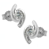 Stecker, Zirkonia, Weißgold 9Kt
