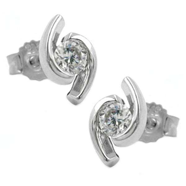 Stecker, Zirkonia, Weißgold 9Kt