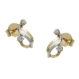 Stecker, bicolor, Zirkonia, 9Kt GOLD