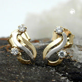 Stecker, bicolor, Zirkonia, 9Kt GOLD