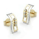 Stecker, bicolor, Zirkonia, 9Kt GOLD