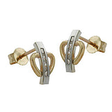 Stecker 9,5x6mm bicolor mit Zirkonias 9Kt GOLD