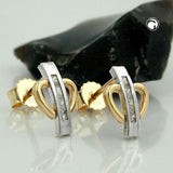 Stecker 9,5x6mm bicolor mit Zirkonias 9Kt GOLD