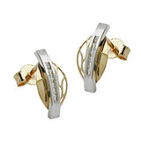 Stecker, bicolor, Zirkonia, 9Kt GOLD