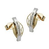 Stecker, bicolor, Zirkonia, 9Kt GOLD