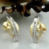 Stecker, bicolor, Zirkonia, 9Kt GOLD