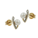Stecker, bicolor, Zirkonia, 9Kt GOLD