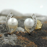 Stecker, bicolor, Zirkonia, 9Kt GOLD