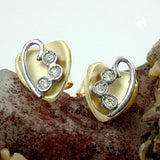 Stecker 8x7mm Herz bicolor mit Zirkonias 9Kt GOLD