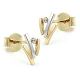 Stecker, bicolor, Zirkonia, 9Kt GOLD