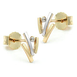 Stecker, bicolor, Zirkonia, 9Kt GOLD