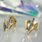 Stecker, bicolor, Zirkonia, 9Kt GOLD