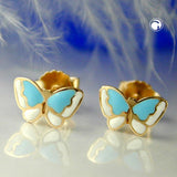 Stecker, Schmetterling blau, 9Kt GOLD