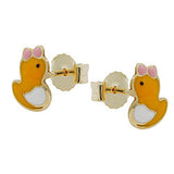 Stecker 7x5mm kleine Ente farbig emailliert 9Kt GOLD