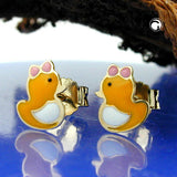 Stecker 7x5mm kleine Ente farbig emailliert 9Kt GOLD