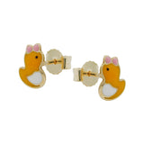 Stecker 7x5mm kleine Ente farbig emailliert 9Kt GOLD