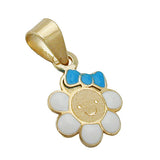 Anhänger 7x7mm Blume weiß hellblau emailliert 9Kt GOLD