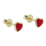 Stecker, kleines Herz rot, 9Kt GOLD