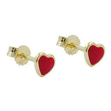 Stecker, kleines Herz rot, 9Kt GOLD
