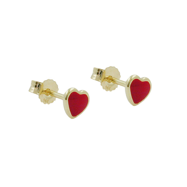 Stecker, kleines Herz rot, 9Kt GOLD