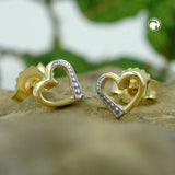 Stecker, Herz mit Rand bicolor, 9Kt GOLD
