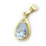 Anhänger, Tropfen aqua, 9Kt GOLD