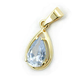 Anhänger, Tropfen aqua, 9Kt GOLD