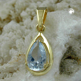 Anhänger, Tropfen aqua, 9Kt GOLD