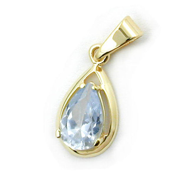 Anhänger, Tropfen aqua, 9Kt GOLD