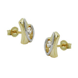 Stecker, bicolor mit Zirkonia, 9Kt GOLD