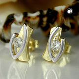 Stecker, bicolor mit Zirkonia, 9Kt GOLD
