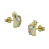 Stecker, bicolor mit Zirkonia, 9Kt GOLD